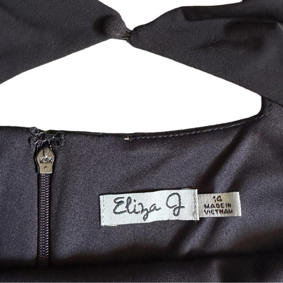 Eliza J Missy Fit & Flare Dress 14 NWT Cobalt Blue Brocade Open Back Cocktail - Picture 9 of 10